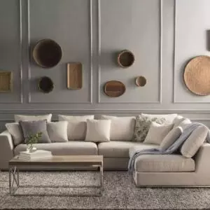 كنب زاوية لينيا - 3 قطع - بيج