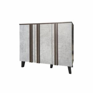 خزانة احذية ب 3 ابواب روشين 100 سم - بني ورمادي