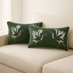 غطاء وسادة ديكور بدون حشوة مطرزة رالي - اخضر ومتعدد الالوان