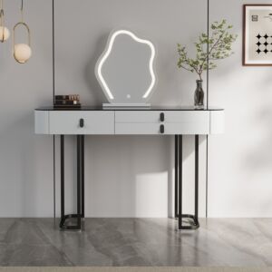 تسريحة مع مرآة بيلا 120 سم - اوف وايت واسود