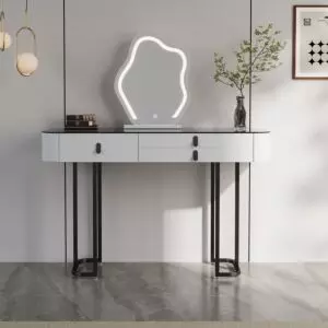 تسريحة مع مرآة بيلا 120 سم - اوف وايت واسود