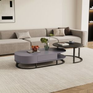 طاولة قهوة جيفاني - قطعتين - رمادي و اسود