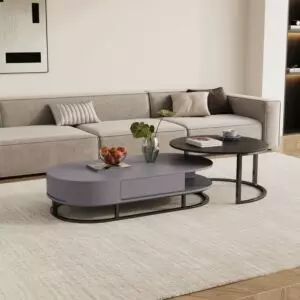 طاولة قهوة جيفاني - قطعتين - رمادي و اسود