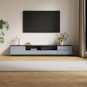 طاولة تلفزيون سبارك - رمادي واسود