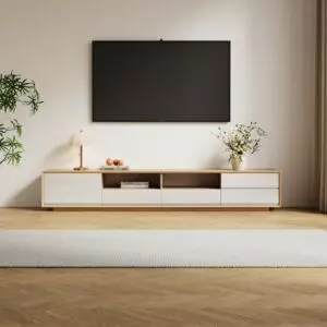 طاولة تلفزيون سبارك - ابيض وبيج