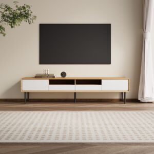 طاولة تلفزيون 180 سم فولكا - ابيض وبيج