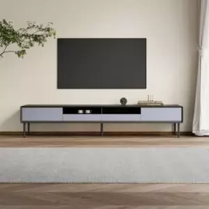 طاولة تلفزيون 200 سم فولكا - رمادي واسود