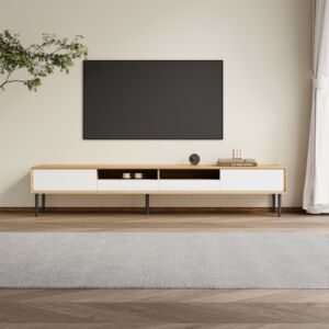 طاولة تلفزيون 220 سم فولكا - ابيض وبيج