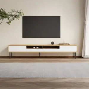 طاولة تلفزيون 220 سم فولكا - ابيض وبيج