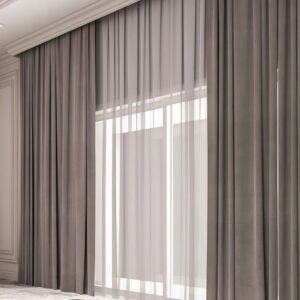 ستارة بل بل خطين بلاك اوت و شيفون - 250x300 سم - بيج