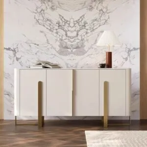 طاولة بوفيه راندي - كريمي وذهبي