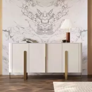 طاولة بوفيه راندي - كريمي وذهبي