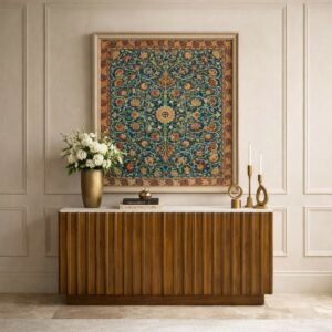 طاولة بوفيه راسيل - بني وابيض