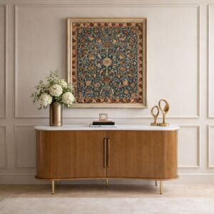 طاولة بوفيه اوليفار - بني وابيض