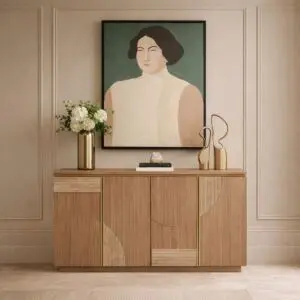 بوفيه خشب طبيعي فانتوم - بني فاتح وبيج