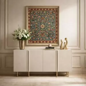 بوفيه خشب طبيعي شادو - كريمي وذهبي