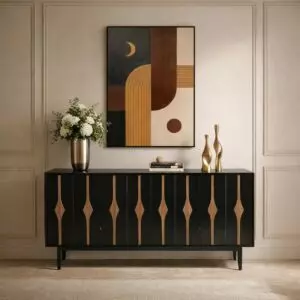 طاولة بوفيه تشارل - اسود وبيج