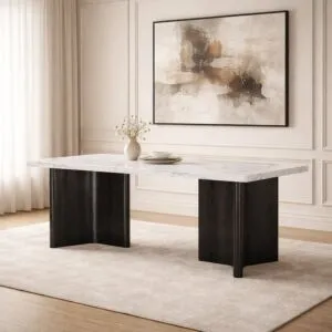 طاولة طعام 8 اشخاص - من مجموعة رافيل - اسود وابيض