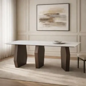 طاولة طعام 8 اشخاص - من مجموعة روفا - بني وابيض