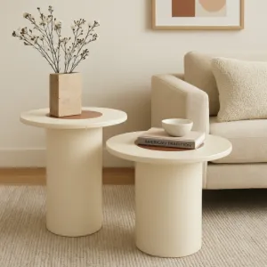 طقم طاولتين جانبية يومل - كريمي 