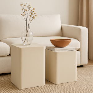 طقم طاولتين جانبية بيرلا - كريمي