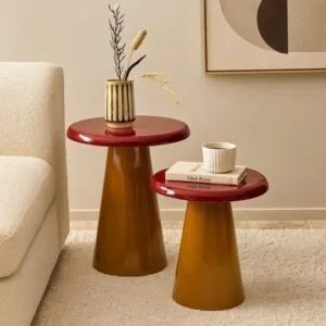 طقم طاولتين جانبية سونا - احمر وبرتقالي