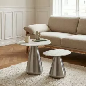 طقم طاولتين جانبية سلفانا - سطح رخام طبيعي