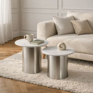 طقم طاولتين جانبية روفا - سطح رخام طبيعي