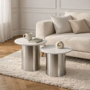 طقم طاولتين جانبية روفا - سطح رخام طبيعي