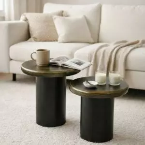 طقم طاولتين جانبية ريفا - سطح خشب طبيعي