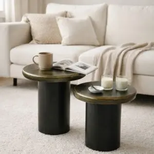 طقم طاولتين جانبية ريفا - سطح خشب طبيعي