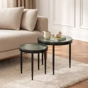 طقم طاولتين جانبية شوتا - اخضر واسود