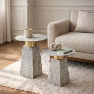 طاولة جانبية بروتو - قطعتين - رمادي وذهبي