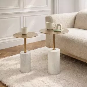 طقم طاولات جانبية زومي - قطعتين - ذهبي ومتعدد الالوان