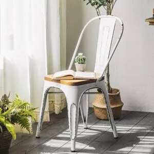 ‎كرسي طعام ميتالو - ابيض