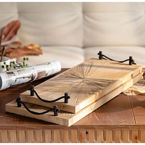 طقم صواني تقديم خشب قطعتين كورتن