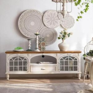 طاولة تلفزيون حديد و خشب فلورنت