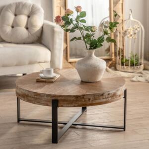 طاولة قهوة خشب طبيعي لاكونا - خشبي واسود