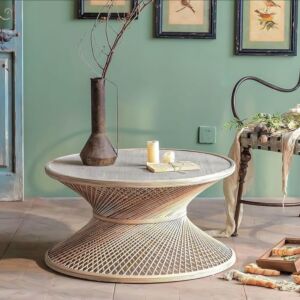 طقم طاولة قهوة راتان يدوي بيغو - قطعتين