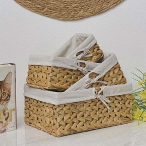 طقم سلال تخزين وتنظيم خوص طبيعي ليزا - 4 قطع