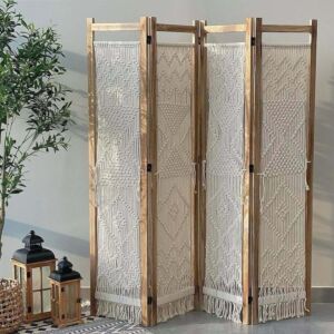 بارتشن خشب طبيعي وخيوط - بوهيمي