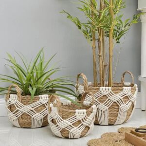 طقم سلال قش وحبل 3 قطع