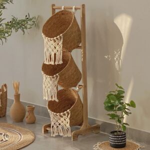 ستاند خشبي بسلال خوص رينو