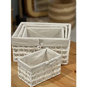 طقم سلال تخزين يدوي تولاي - 4 قطع - ابيض