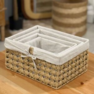 طقم سلال تخزين يدوي تولاي - 4 قطع - بيج