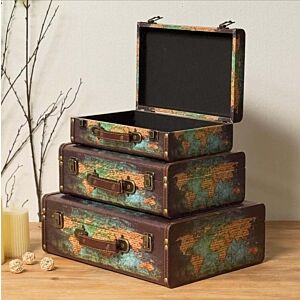 صندوق تخزين جلد 3 قطع فينتيج
