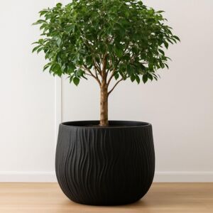 مركن زرع فخار حجم كبير لوسيا - اسود