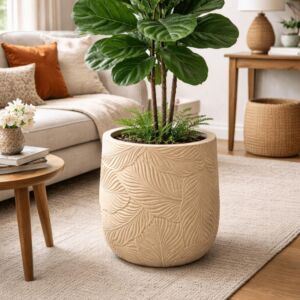 مركن زرع فخار حجم وسط روما - ابيض