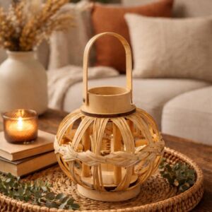 فانوس صناعة يدوية 17 سم لايلاك - خشبي