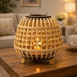 فانوس صناعة يدوية 32 سم لايلاك - خشبي